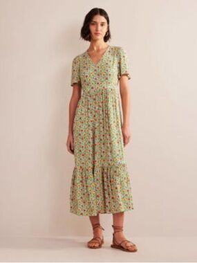 Boden V-Neck Tiered Maxi Dress